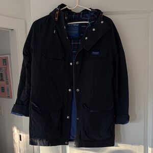 Penfield Kasson Navy Raincoat with Plaid Lining